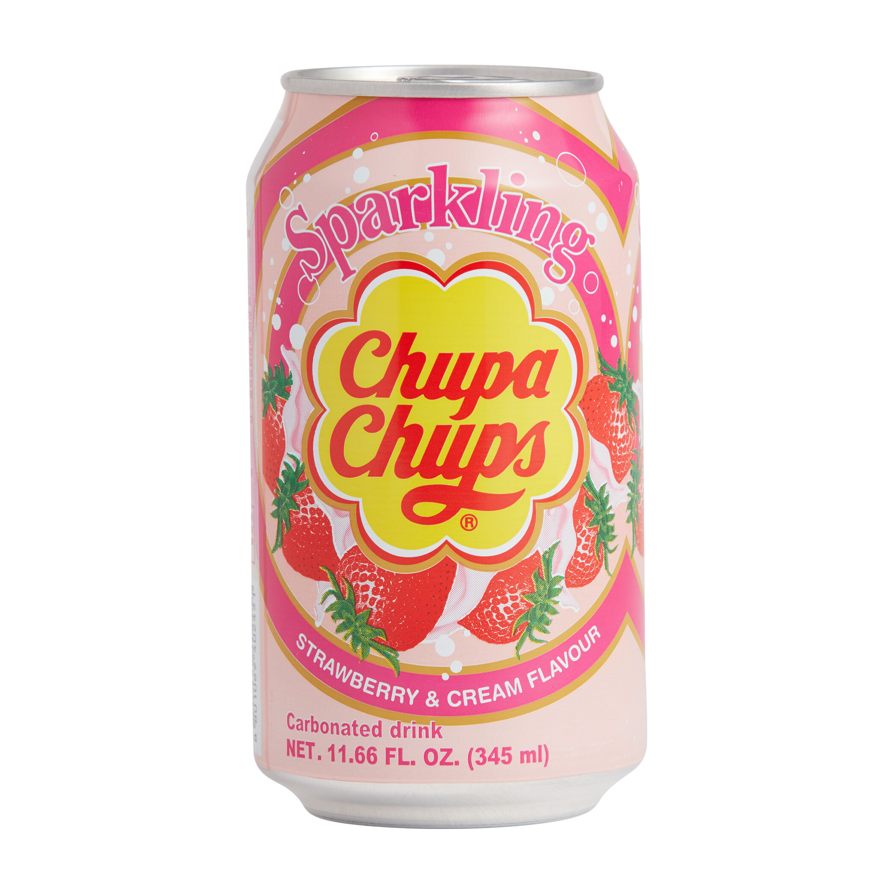 Chupa Chups Strawberry And Cream Sparkling Drink (345Ml)